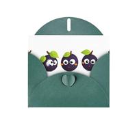 YYHWHJDE Carte de vœux vert foncé avec trois jolis petits pruneaux Idéal pour la Saint-Valentin, un anniversaire de mariage et des invitations de fête
