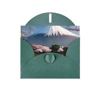 YYHWHJDE Carte de vœux vert foncé Mont Fuji au début du printemps Imprimée pour Noël, anniversaire d'enfant, Saint-Valentin et invitation à une fête
