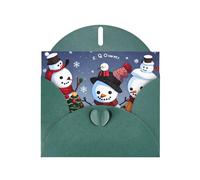 YYHWHJDE Carte de vœux Vert foncé Motif bonhomme de neige Version Q Parfait pour la Saint-Valentin, un anniversaire de mariage et des invitations de fête