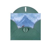 YYHWHJDE Carte de vœux vert foncé motif cerf sous la montagne enneigée pour Noël, anniversaire d'enfant, Saint-Valentin et invitation à une fête