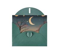 YYHWHJDE Carte de vœux vert foncé motif étoiles et lune pour Noël, anniversaire d'enfant, Saint-Valentin et invitation à une fête
