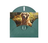 YYHWHJDE Carte de vœux vert foncé motif golden retriever pour fête d'anniversaire festive invitation
