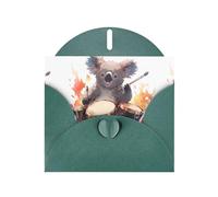 YYHWHJDE Carte de vœux vert foncé motif koala jouant de la batterie pour fête d'anniversaire festive invitation