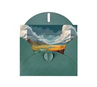 YYHWHJDE Carte de vœux vert foncé motif paysage le long du chemin pour Noël, anniversaire d'enfant, Saint-Valentin et invitation à une fête