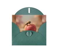 YYHWHJDE Carte de vœux vert foncé Motif petite abeille sur pêche pour fête d'anniversaire festive