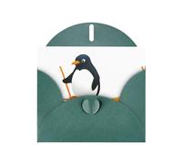 YYHWHJDE Carte de vœux vert foncé motif pingouin coquin marin pour fête d'anniversaire festive invitation