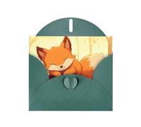 YYHWHJDE Carte de vœux Vert foncé Motif renard Idéal pour la Saint-Valentin, un anniversaire de mariage et des invitations de fête