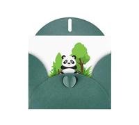 YYHWHJDE Carte de vœux vert foncé Panda dans un manoir vert vert pour invitation à une fête d'anniversaire festive
