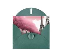 YYHWHJDE Carte de vœux vert foncé Paris Street Tour Eiffel Motif floral Rose pour fête d'anniversaire Invitation