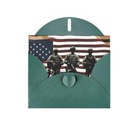 YYHWHJDE Carte de vœux vert foncé - Soldats militaires américains - Impression patriotique pour Noël, anniversaire d'enfant, Saint-Valentin et invitation à une fête