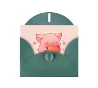 YYHWHJDE Carte de vœux vert foncé « The little cochon in love » pour fête d'anniversaire festive