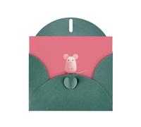 YYHWHJDE Carte de vœux vert foncé « The little mouse who made a mistake » - Motif pour Noël, anniversaire d'enfant, Saint-Valentin et invitation à une fête