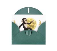 YYHWHJDE Carte de vœux vert foncé The Monkey Who Stole the Moon pour Noël, anniversaire d'enfant, Saint-Valentin et invitation à une fête