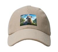 YYHWHJDE Casquette de baseball beige tendance pour hommes et femmes en velours côtelé image de mouton de dessin animé, beige, taille unique