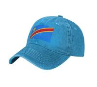 YYHWHJDE Casquette de baseball de cowboy noire avec imprimé drapeau du Congo en coton réglable pour homme et femme, respirante et élégante, bleu, Taille unique