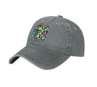 YYHWHJDE Casquette de baseball de cowboy noire carrée imprimée de diagramme géométrique chapeau en coton réglable bord incurvé classique, gris, Taille unique