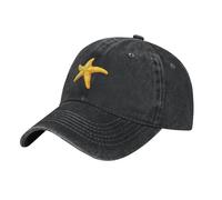 YYHWHJDE Casquette de baseball en denim délavé noir avec imprimé étoiles de mer scintillantes - Chapeau réglable en coton pour homme et femme