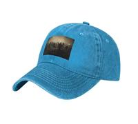YYHWHJDE Casquette de baseball en denim délavé noir avec imprimé main derrière la pierre tombale, chapeau réglable en coton respirant et léger, bleu, Taille unique