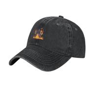 YYHWHJDE Casquette de baseball en denim délavé noir avec imprimé « The Castle Burning Flames » - Casquette réglable en coton pour homme et femme, noir, Taille unique