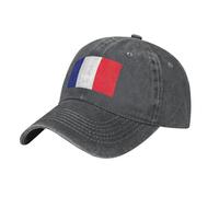 YYHWHJDE Casquette de baseball en denim délavé noir imprimé drapeau français chapeau réglable en coton respirant et léger