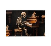 Yyhwhjde Casse-tête de 1 000 pièces - Squelette jouant du piano - Éducatif intellectuel en bois - Puzzles amusants pour soulager le stress