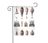 YYHWHJDE Castle Drapeaux de jardin imprimés montgolfières 30,5 x 45,7 cm pour décoration de cour avec une largeur de poteau de 3 cm (drapeau uniquement, mât non inclus)