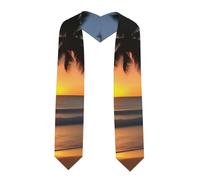 YYHWHJDE Châle de remise de diplôme aplati imprimé coucher de soleil sur la plage - Étole en satin pour cérémonie de remise de diplôme, cadeau pour fils, filles, amis et sœurs, coin pointu, Taille