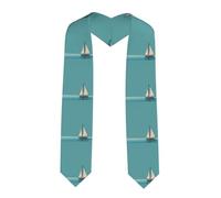 YYHWHJDE Châle de remise de diplôme aplati ruban bleu motif voilier - Étole en satin pour cérémonie de remise de diplôme, cadeau pour fils, filles, amis et sœurs, coin pointu, Taille unique
