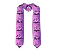 YYHWHJDE Châle ruban aplati avec imprimé lotus violet - Étole en satin pour cérémonie de remise de diplôme, cadeau pour fils, filles, amis et sœurs, coin pointu, Taille unique