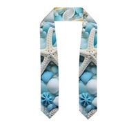 YYHWHJDE Châle ruban aplati pour remise de diplôme océan, mer, plage, coquillages, étoile de mer bleu - Étole en satin pour cérémonie de remise de diplôme, cadeau pour fils, filles, amis et sœurs