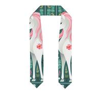 YYHWHJDE Châle ruban plat licorne avec motif de cheveux roses - Étole en satin pour cérémonie de remise de diplôme, cadeau pour fils, filles, amis et sœurs, Aplati, Taille unique