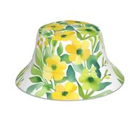 YYHWHJDE Chapeau bob réfléchissant à motif floral jaune fleuri, unisexe, léger, respirant, pliable