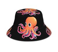 YYHWHJDE Chapeau bob réfléchissant coloré avec motif de pieuvre mignon pour homme et femme, décontracté, noir
