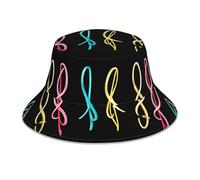 YYHWHJDE Chapeau bob réfléchissant coloré en forme de note de musique pour homme et femme, style décontracté, noir