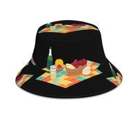YYHWHJDE Chapeau bob réfléchissant coloré pique-nique au printemps pour homme et femme décontracté extérieur noir