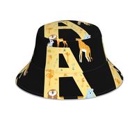 YYHWHJDE Chapeau bob réfléchissant motif animaux sur lettres unisexe léger, respirant, pliable noir