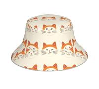 YYHWHJDE Chapeau bob réfléchissant motif chat smiley homme femme décontracté extérieur noir