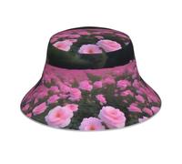 YYHWHJDE Chapeau bob réfléchissant motif fleur de lune fleuri unisexe léger, respirant, pliable noir