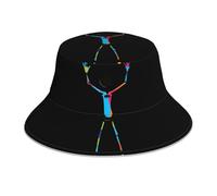 YYHWHJDE Chapeau bob réfléchissant motif graffiti coloré Stickman pour homme et femme, décontracté, noir