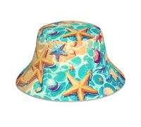 YYHWHJDE Chapeau bob réfléchissant pour homme et femme - Protection pour voyage, camping et activités de plein air - Motif étoile de mer, océan, plage - Noir, Noir , taille unique