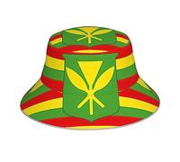 YYHWHJDE Chapeau bob réversible motif drapeau hawaïen natif - Couvre-chef unisexe pour voyage et activités de plein air Noir, noir, taille unique