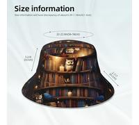 YYHWHJDE Chapeau cloche réfléchissant à motif de librairie magique pour homme et femme, pour voyage, camping, randonnée (noir)