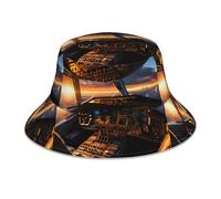 YYHWHJDE Chapeau cloche réfléchissant motif cockpit avion pour homme et femme, pour voyage, camping, randonnée noir