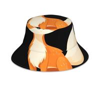 YYHWHJDE Chapeau cloche réfléchissant The Fox That Lights Up The Forest pour homme et femme - Pliable - Protection solaire réversible - Noir