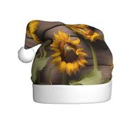 YYHWHJDE Chapeau de Noël à motif de trois tournesols sur bois pour adulte, doux et moelleux, idéal pour une utilisation à long terme