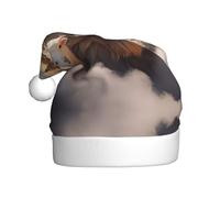 YYHWHJDE Chapeau de Noël avec imprimé agneau avec un lion sur les nuages pour adulte, doux, léger, fête de vacances