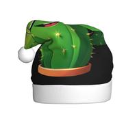 YYHWHJDE Chapeau de Noël avec imprimé cactus souriant avec lunettes pour adulte, doux, léger, fête de vacances
