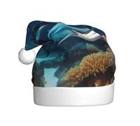 YYHWHJDE Chapeau de Noël avec imprimé requin sous-marin corail pour adulte, ce qui en fait un cadeau amusant et durable pour homme et femme