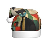 YYHWHJDE Chapeau de Noël durable pour adulte avec impression de chat d'art moderne du milieu du siècle pour Halloween, Noël, Nouvel An