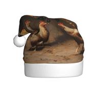 YYHWHJDE Chapeau de Noël imprimé belette chassant un poussin pour adulte, accessoire de qualité doux, léger et moelleux